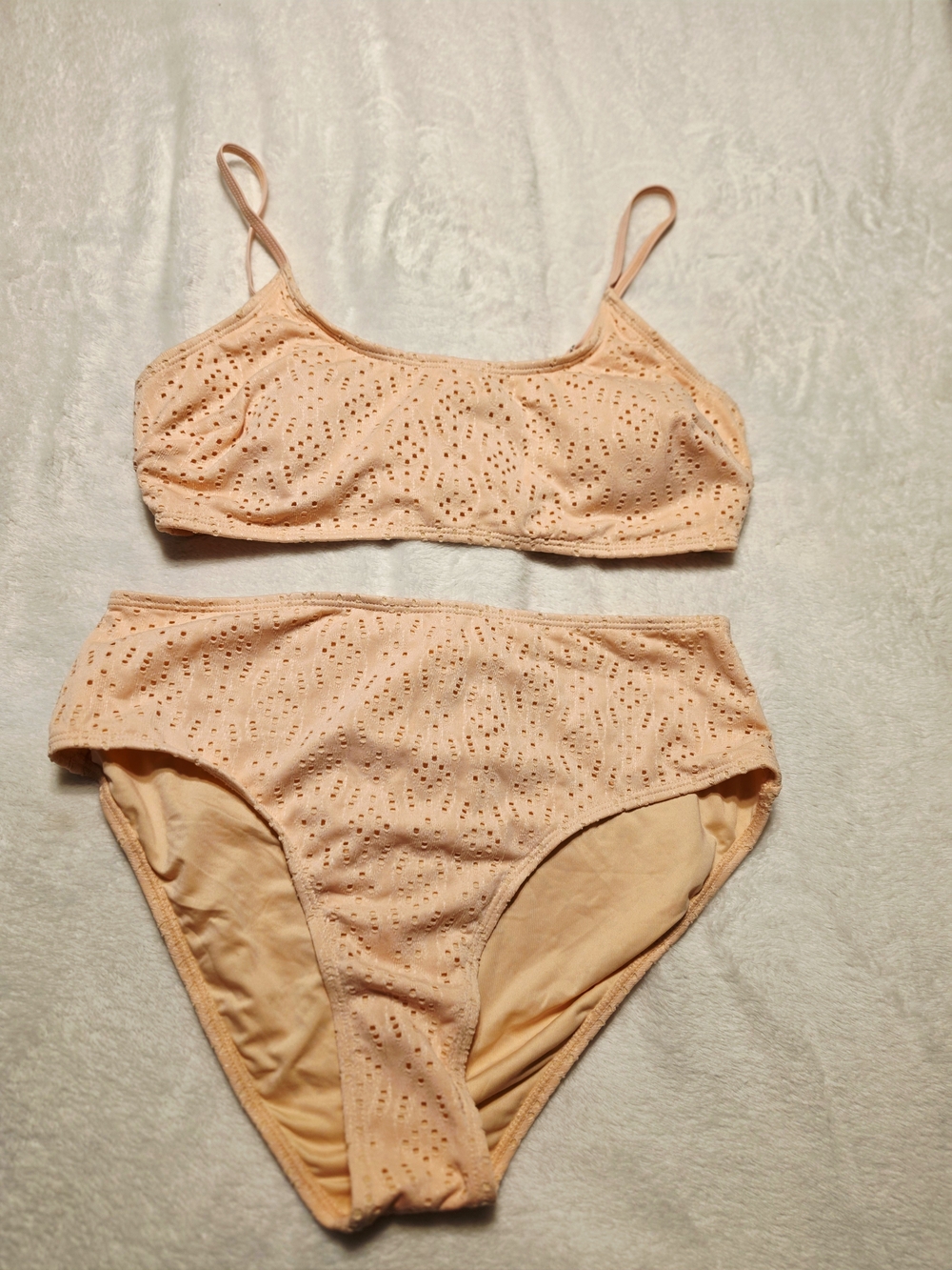 Cupshe Pink Eyelet Bralette with High-Waist Briefs